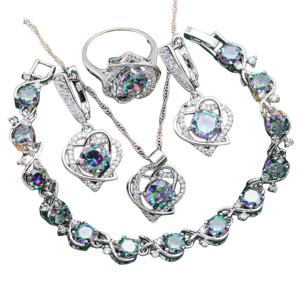 Retro Zircon Jewelry Set - 4 Piece Collection