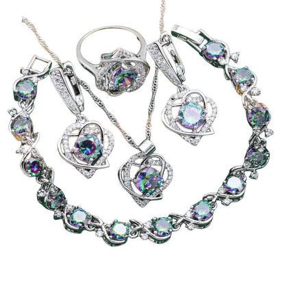 Retro Zircon Jewelry Set - 4 Piece Collection
