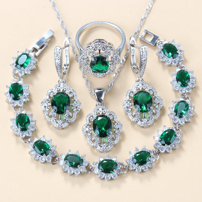 Women's Zircon Jewelry Set - Water Wave Chain