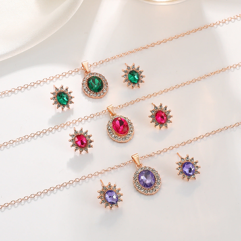 Sunflower Jewelry Set - Rose Gold Plated