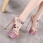 European Stiletto Sandals - Purple Bow Buckle The Max Mall