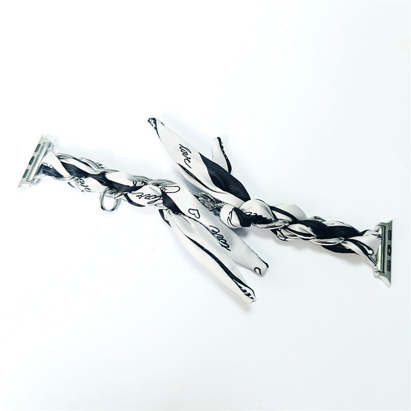 Silk Scarf Metal Watch Strap