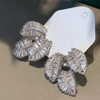 Zircon Leaf Geometric Niche Earrings The Max Mall