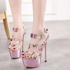 European Stiletto Sandals - Purple Bow Buckle The Max Mall