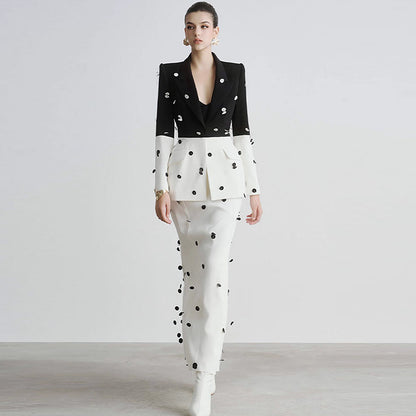 Women's Polka Dot Polyester Suit Set