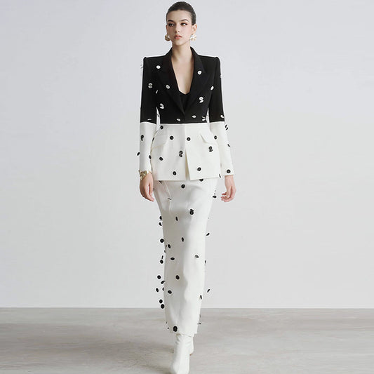 Women's Polka Dot Polyester Suit Set