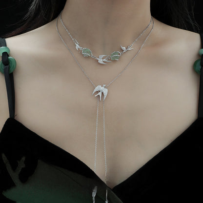 925 Silver Bird Necklace - Cross Chain