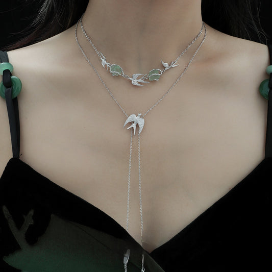 925 Silver Bird Necklace - Cross Chain