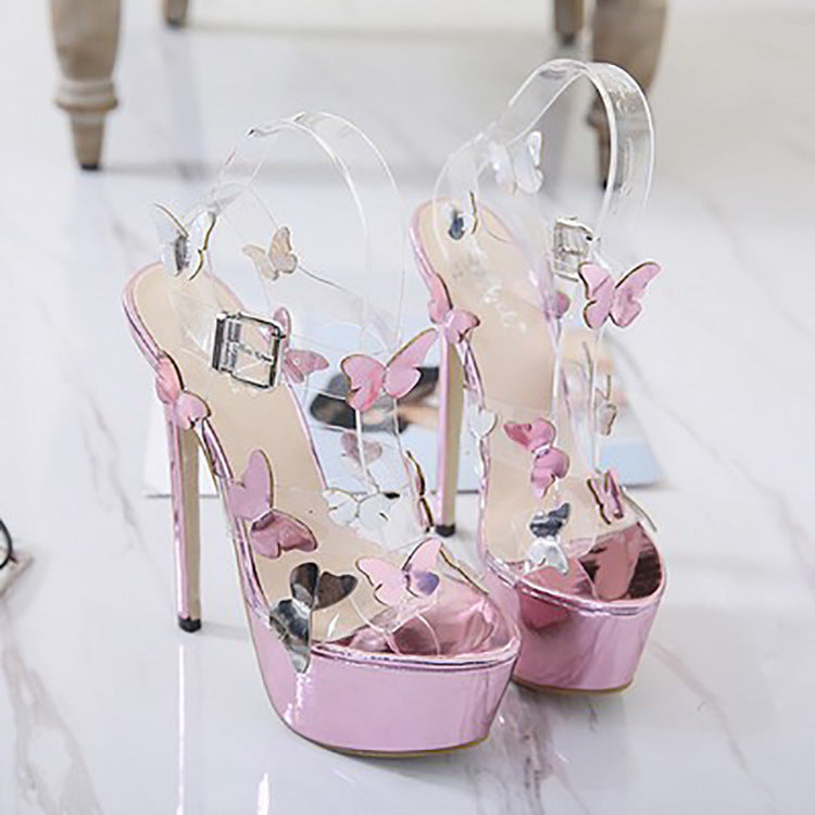 European Stiletto Sandals - Purple Bow Buckle
