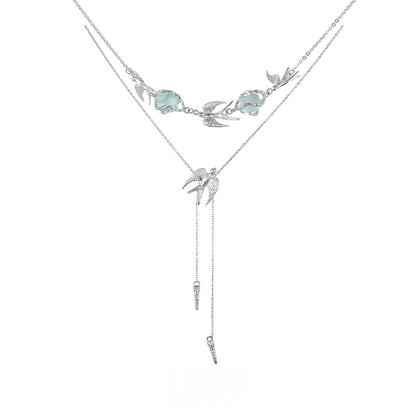 925 Silver Bird Necklace - Cross Chain