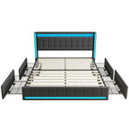 WoodenAura LED Bed Frame with Storage WoodenAura