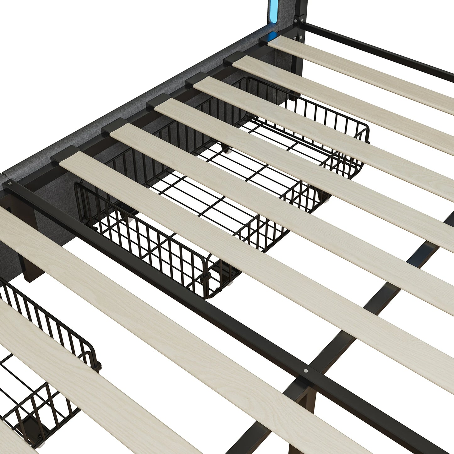 WoodenAura LED Bed Frame with Storage