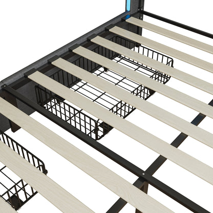 WoodenAura LED Bed Frame with Storage