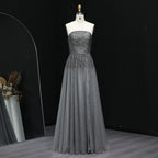 Sharon Said Glamorous Beaded Brown Gray Memaid Evening Gown
