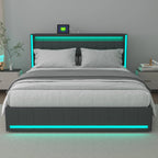 WoodenAura LED Bed Frame with Storage WoodenAura