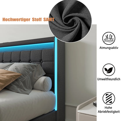 WoodenAura LED Bed Frame with Storage