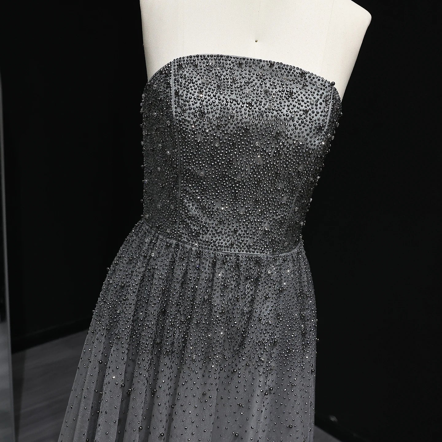 Sharon Said Glamorous Beaded Brown Gray Memaid Evening Gown