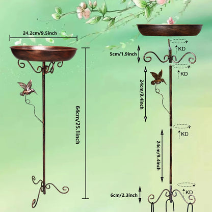Metal Bird Bath - Vintage 5-Prong Base Iron Pedestal