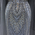 Sharon Said Glamorous Beaded Brown Gray Memaid Evening Gown
