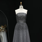Sharon Said Glamorous Beaded Brown Gray Memaid Evening Gown