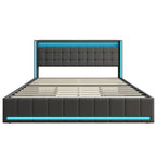 WoodenAura LED Bed Frame with Storage WoodenAura