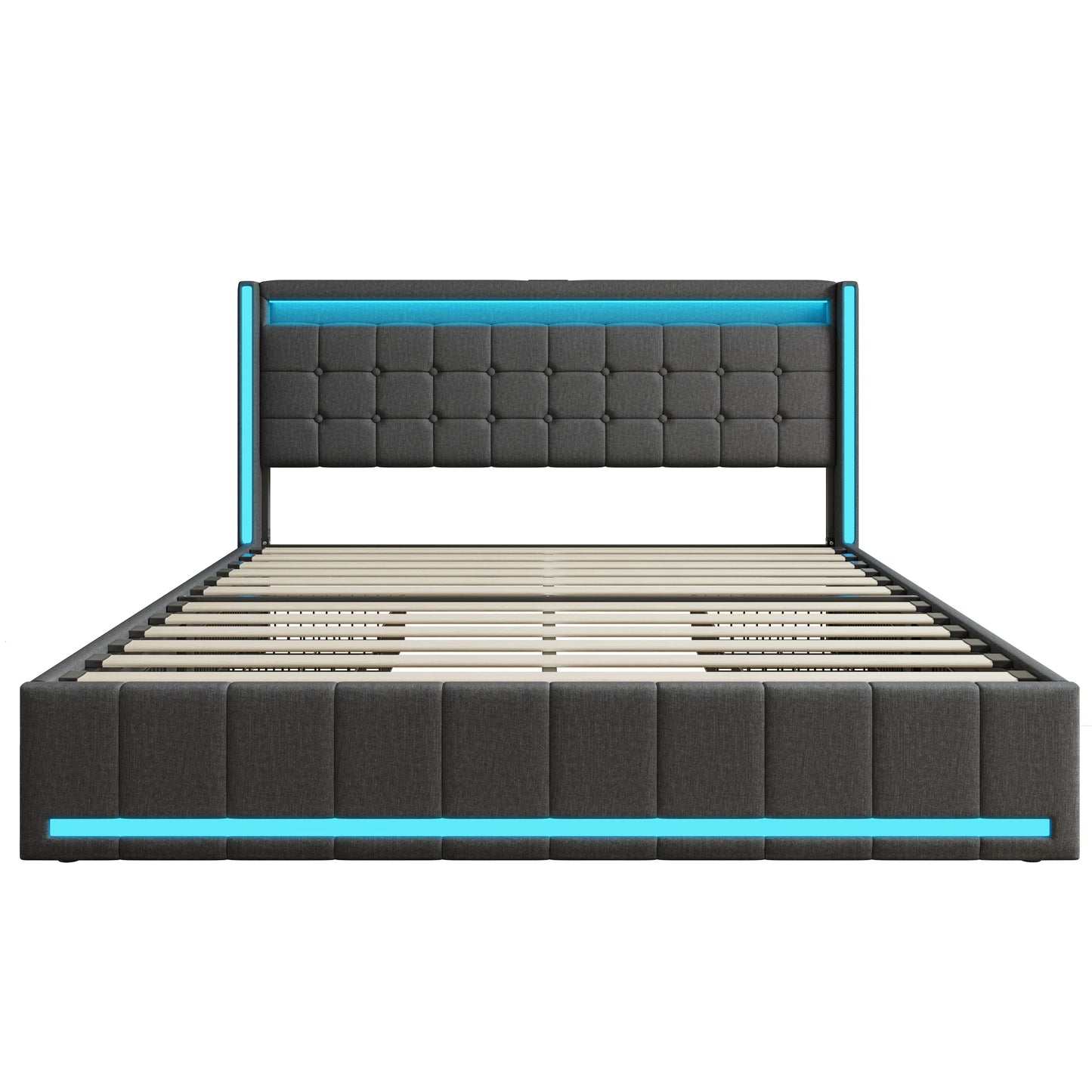 WoodenAura LED Bed Frame with Storage