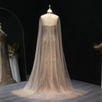 Sharon Said Glamorous Beaded Brown Gray Memaid Evening Gown