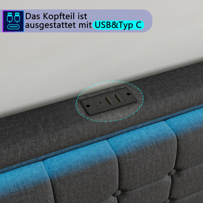 WoodenAura LED Bed Frame with Storage