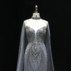Sharon Said Glamorous Beaded Brown Gray Memaid Evening Gown