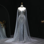 Sharon Said Glamorous Beaded Brown Gray Memaid Evening Gown