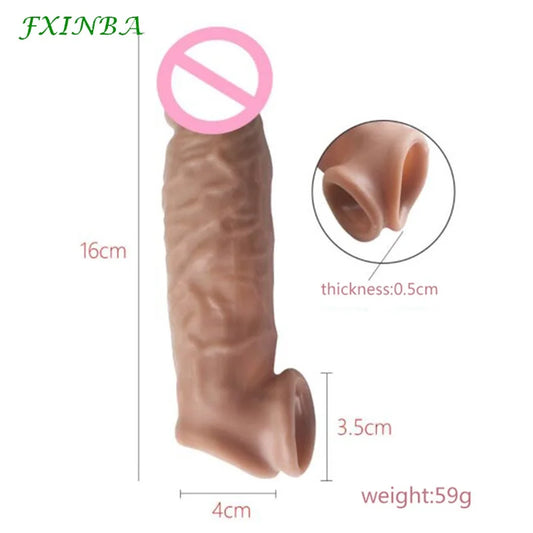 Realistic Penis Sleeve Extender Cock Sleeve Extended Dick