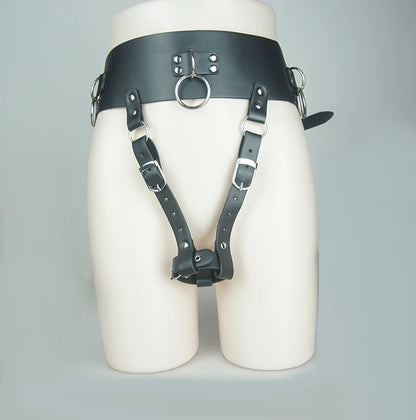 Leather Forced Orgasm Belt,Strap On Wand Massagers Vibrator