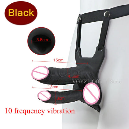 Hollow Silicone Strapon Dildo Vibrator for Men Gay Extender
