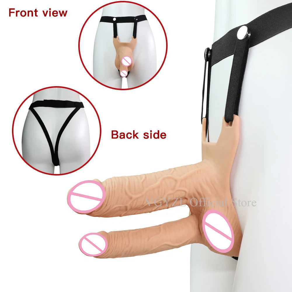 Hollow Silicone Strapon Dildo Vibrator for Men Gay Extender