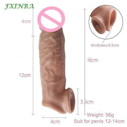 Realistic Penis Sleeve Extender Cock Sleeve Extended Dick