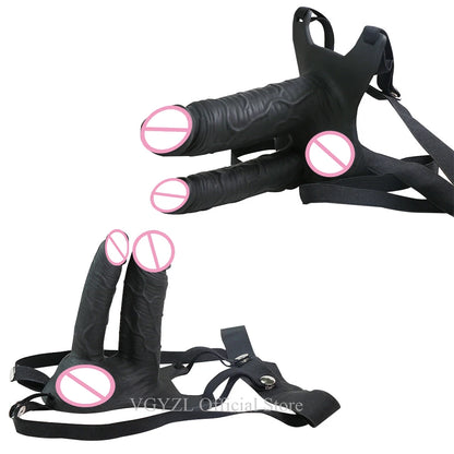 Hollow Silicone Strapon Dildo Vibrator for Men Gay Extender