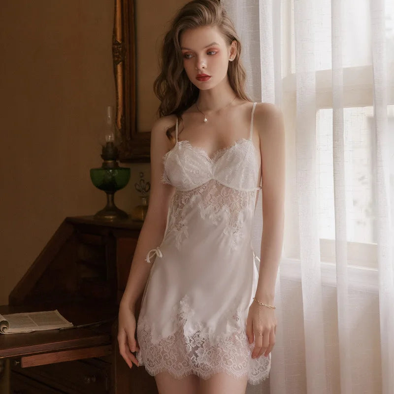 Lace V-Neck Nightgown Set