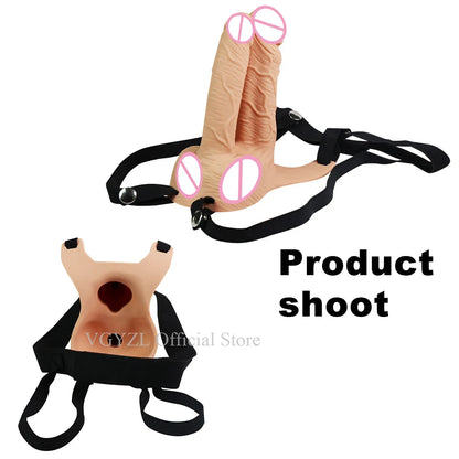 Hollow Silicone Strapon Dildo Vibrator for Men Gay Extender