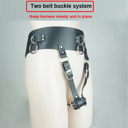 Leather Forced Orgasm Belt,Strap On Wand Massagers Vibrator