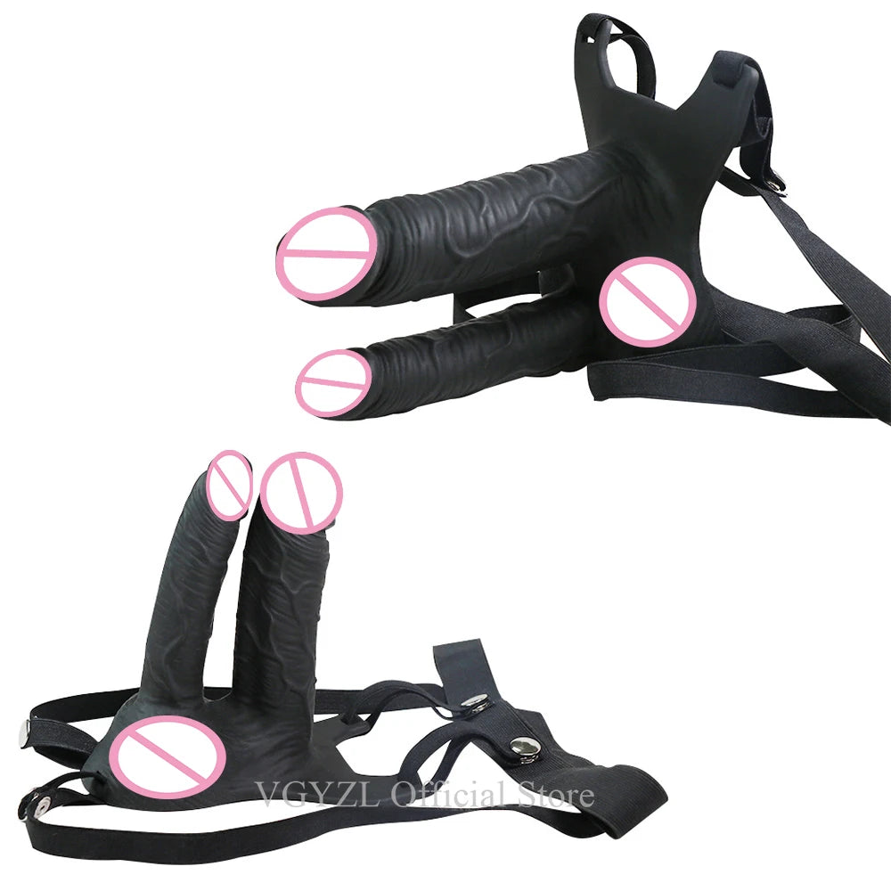 Hollow Silicone Strapon Dildo Vibrator for Men Gay Extender