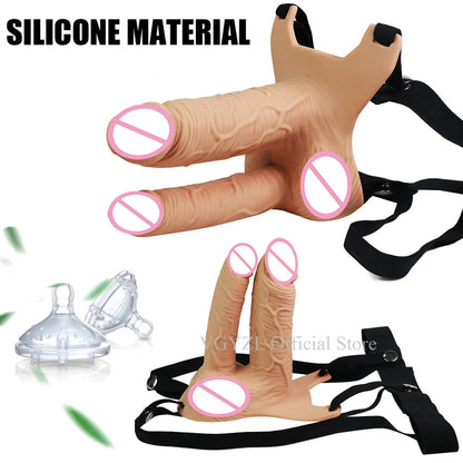Hollow Silicone Strapon Dildo Vibrator for Men Gay Extender