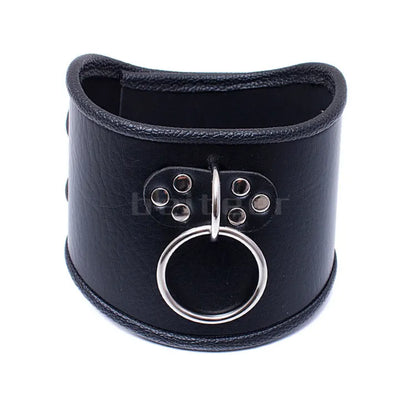 PU Leather Locking Posture Collar Bondage Straighten Up Master  sex toy