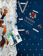 Blue Lawn Embroidered Three Piece Set The Max Mall