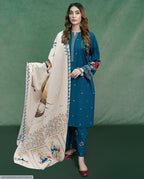 Blue Lawn Embroidered Three Piece Set The Max Mall