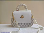 Girl's White PU Leather Printed Shoulder The Max Mall