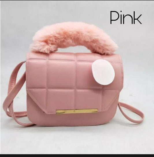 Girl's Pink Rexine Plain Shoulder Bag