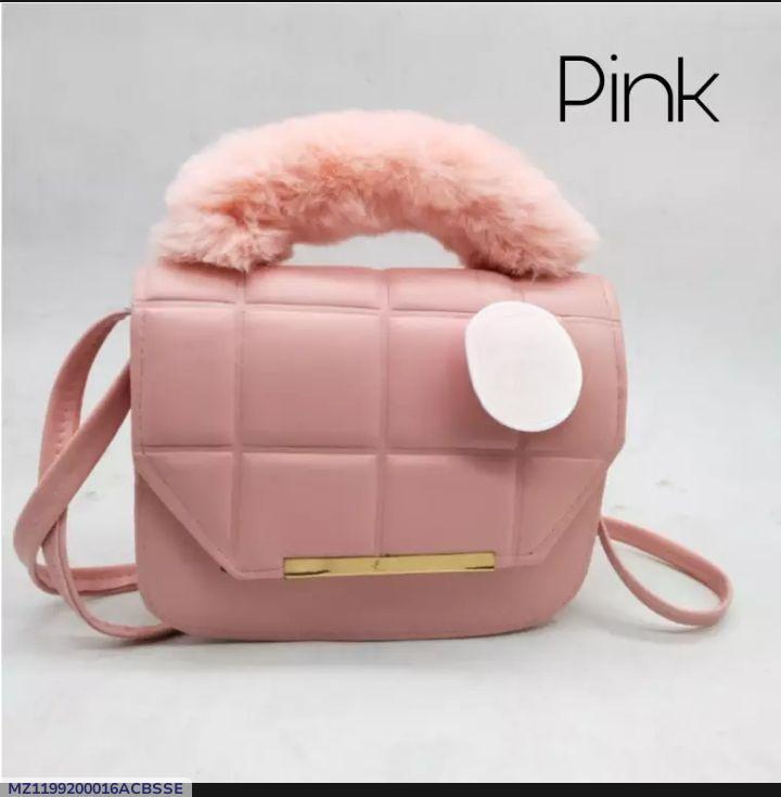 Girl's Pink Rexine Plain Shoulder Bag