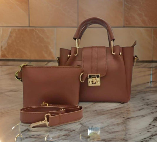 Women's Brown PU Leather Plain Crossbody