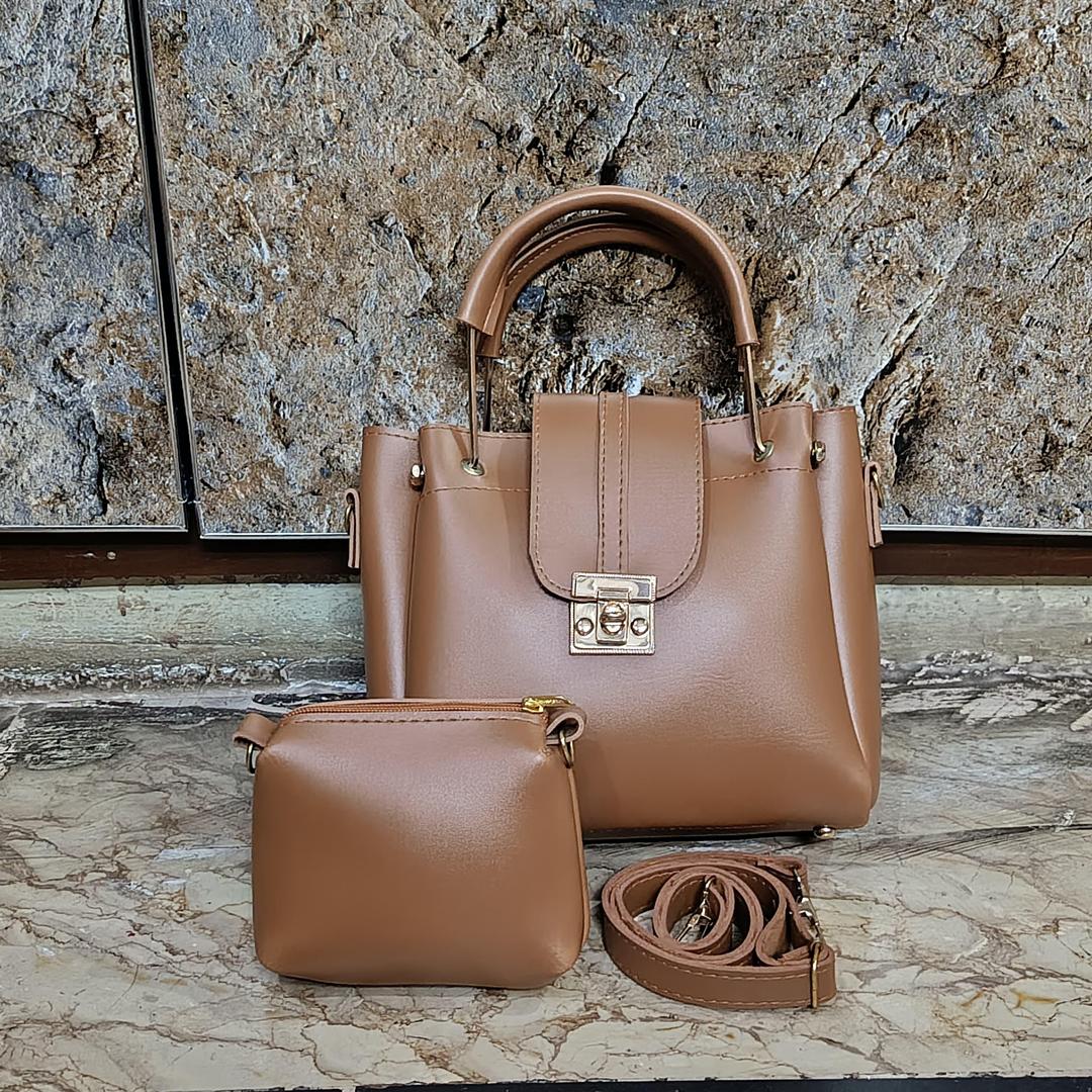 Women's Brown PU Leather Plain Crossbody
