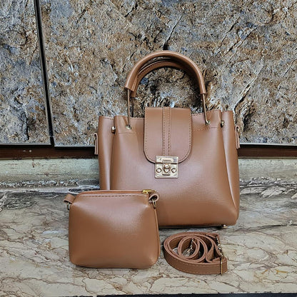Women's Brown PU Leather Plain Crossbody